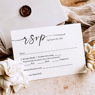 Cartons Réponse Simple Minimalist Handwritten Script Wedding
