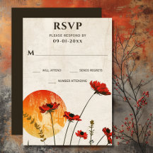 Simple Red Poppies Boho Fleurs sauvages Sunset Mar