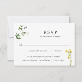 Cartons Réponse Simple Rustique Boho Floral Fleur sauvage Mariage 