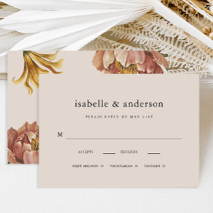 Cartons Réponse Simple Rustique Floral repas choix Mariage