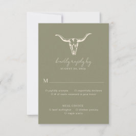Cartons Réponse Simple Rustique Mariage Vache Crâne Rust Wedding R