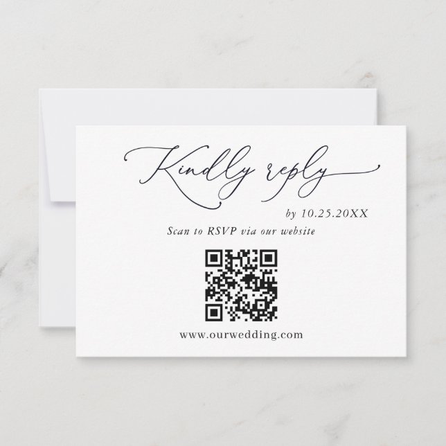 Cartons Réponse Simplement Elegant Minimaliste Mariage QR Code PHO (Devant)