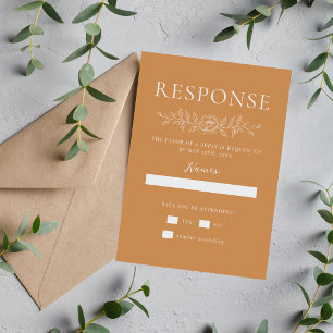 Cartons Réponse Simplicité Florale 1 Mariage Minimal Abricot Orang