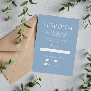 Cartons Réponse Simplicité Florale 1 Mariage Minimal Bleu Glacier