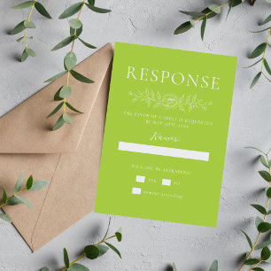 Cartons Réponse Simplicité Florale 1 Mariage Minimal Chartreuse