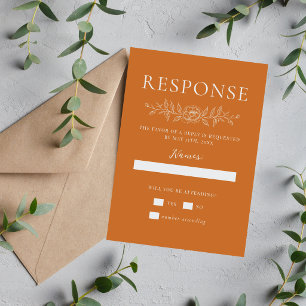 Cartons Réponse Simplicité Florale 1 Mariage Minimal Orange Citrou