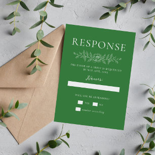Cartons Réponse Simplicité Florale 1 Mariage Minimal Vert Prairie