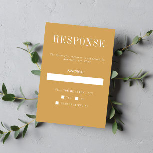 Cartons Réponse Simplicité Florale 2 Jaune Ocre Mariage Minimalist