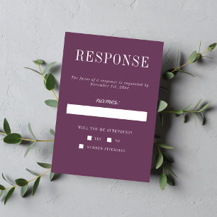 Cartons Réponse Simplicité Florale 2 Mariage Minimaliste au Raisin