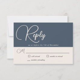 Cartons Réponse Simplicité moderne Mariage bleu marine