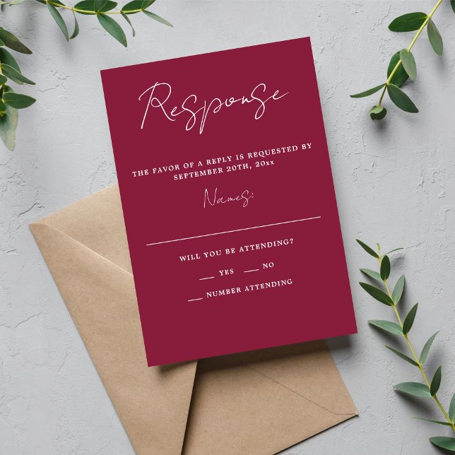 Cartons Réponse Simplicité réelle 3 Script Mariage Claret minimal (Créateur téléchargé)