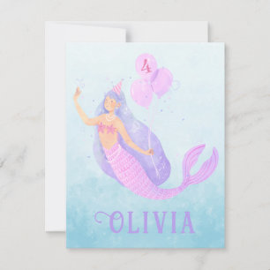 Cartons Réponse Sirène sous la mer Anniversaire Fille Age Blue Par