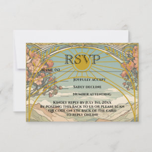 Cartons Réponse Site du Mariage de code QR Art Nouveau Déco vintag