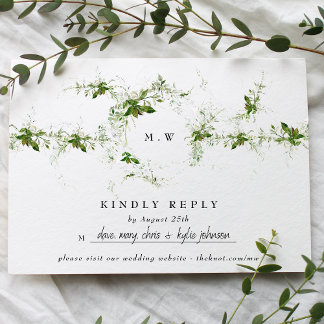 Cartons Réponse Site | Eucalyptus Mariage de monogramme