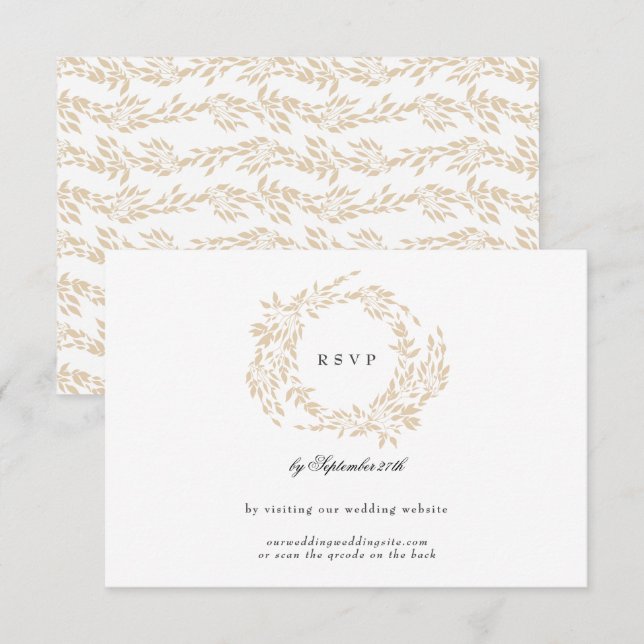 Cartons Réponse Site Mariage Monogram Blush Crest Classic (Devant / Derrière)
