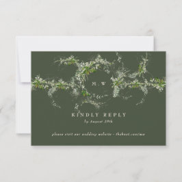 Cartons Réponse Site | Mariage Monogramme Eucalyptus Vert