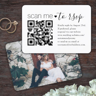 Cartons Réponse Site Web de Mariage avec QR Code & Photo Enclosure