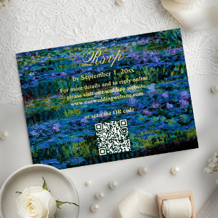 Cartons Réponse Site Web de Mariage QR Fleurs de Nénuphar Tons de