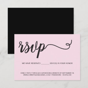 Cartons Réponse Site web de mariage rose budget noir places réserv
