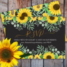 Site Web de Mariage Tournesols Aquarelle Noir