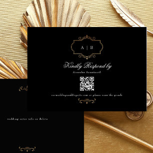 Cartons Réponse site web mariage en or noir QR CODE