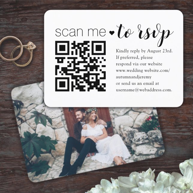 Cartons Réponse Site Web mariage QR Code Boîtier photo moderne (Créateur téléchargé)
