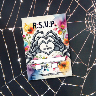 Cartons Réponse Skeleton Mains Amour Coeur Floral Gothique Mariage