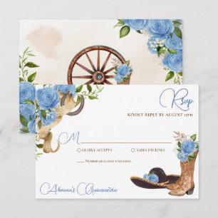 Cartons Réponse Sky Blue Rose Charro Western Quinceanera
