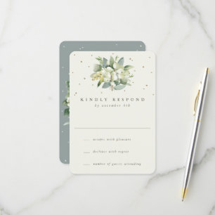 Cartons Réponse Snowberry vert/crème+Mariage Eucalyptus