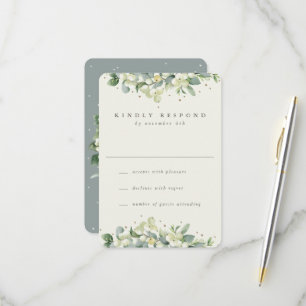 Cartons Réponse Snowberry vert/crème+Mariage Eucalyptus