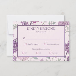 Cartons Réponse Soft Pink and Purple Lilac Floral Wedding