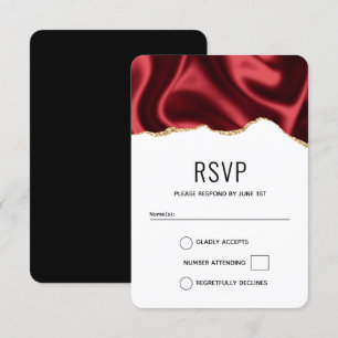 Cartons Réponse Sombre Rouge Glam Wavy Satin Résumé Mariage de con