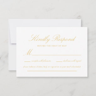 Cartons Réponse Sophisticated Gold Lace Script Mariage élégant