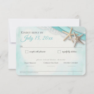 Cartons Réponse Starfish and Lace Vintage Beach Turquoise