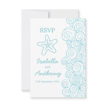 Starfish & tourbillons mariage art bleu et blanc R