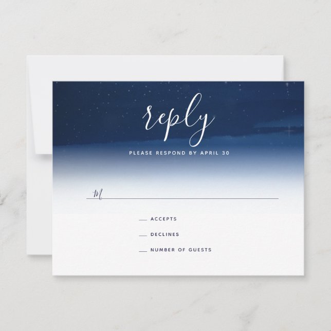 Cartons Réponse Starry Night Under the Stars Mariage Reply Card (Devant)