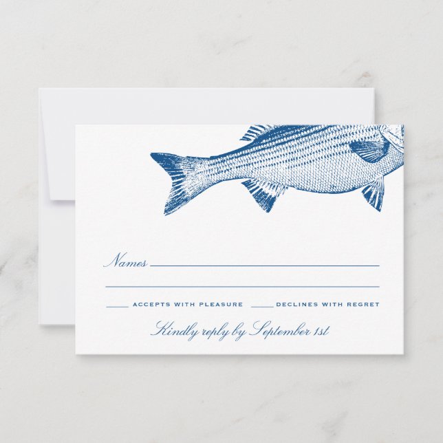 Cartons Réponse Striped Bass Pêche thème Mariage élégant (Devant)