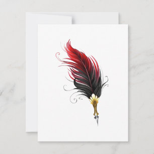 Cartons Réponse Stylo rouge en plumes avec nib or
