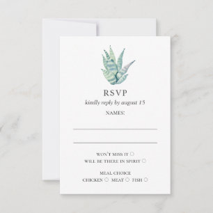 Cartons Réponse Succulentes à l'aquarelle. Mariage simple au cactu