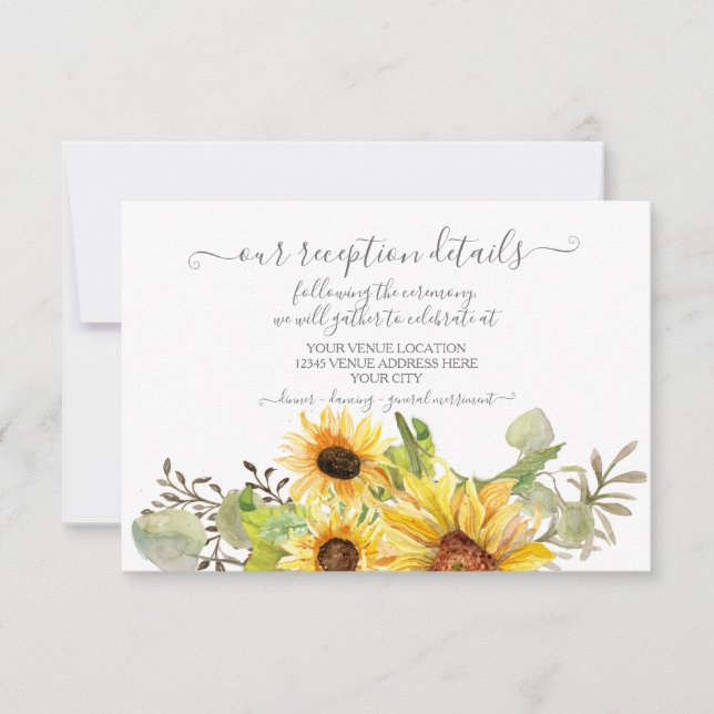 Cartons Réponse Sunflower Floral BOHO Aquarelle Réception Détail (Devant)