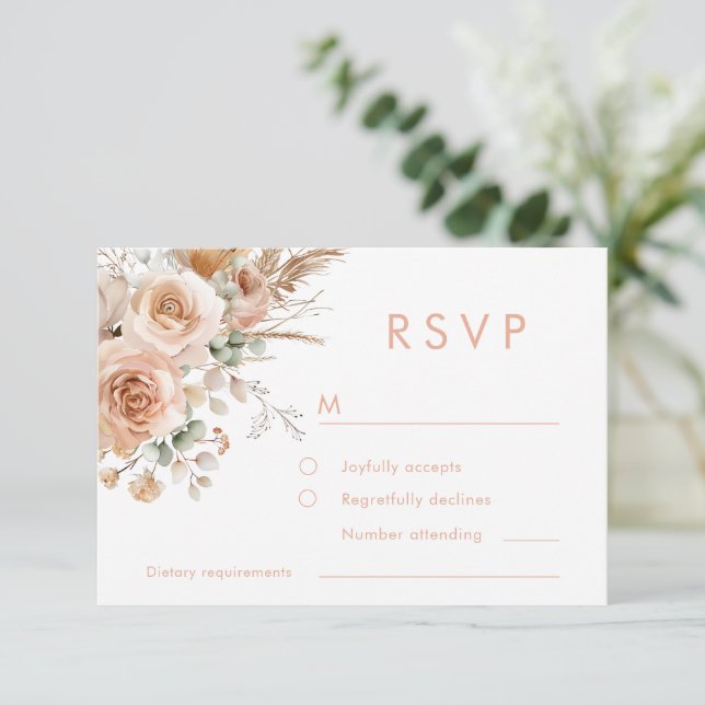 Cartons Réponse Superbe Boho Floral Mariage (Debout devant)