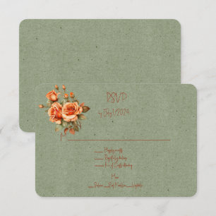 Cartons Réponse Superbe Bouquet Mariage orange et vert