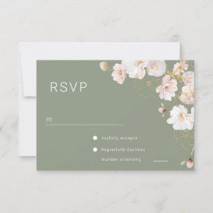 Cartons Réponse Superbe Fleur sauvage enchantée Sage Mariage vert