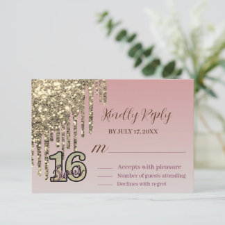 Cartons Réponse Sweet sixteen or rose rose pâle