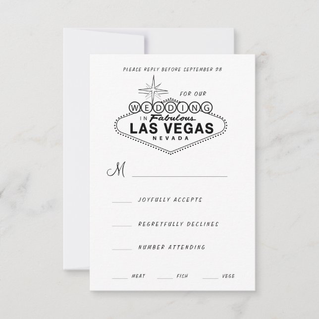 Cartons Réponse SYMBOLE Mariage RÉtro Las Vegas (Devant)