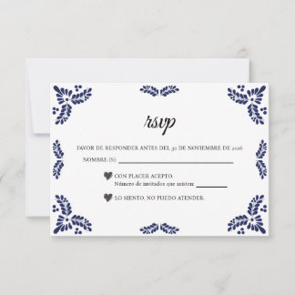 Cartons Réponse Talavera Black Floral Minimalist Spanish Wedding