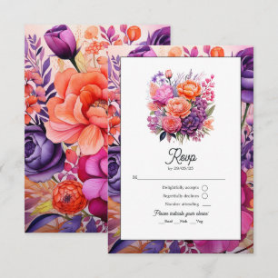 Cartons Réponse Tangérine, rose chaud et Mariage royal de fleurs v