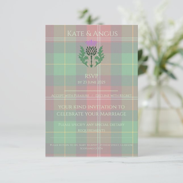 Cartons Réponse Tartan écossais traditionnel et chardon écossais (Debout devant)