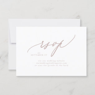 Cartons Réponse Taupe rose moderne blanc Mariage simple CODE QR