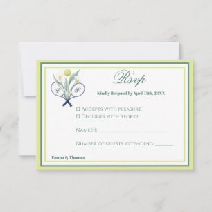 Cartons Réponse Tennis Thématique Tenniscore Mariage Vert Lime Cou